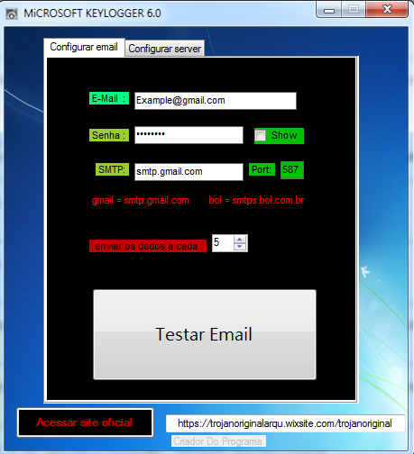MICROSOFT KEYLOGGER 6.0 CASO ELE PEÇA A SENHA A SENHA E : TROJANORIGINAL