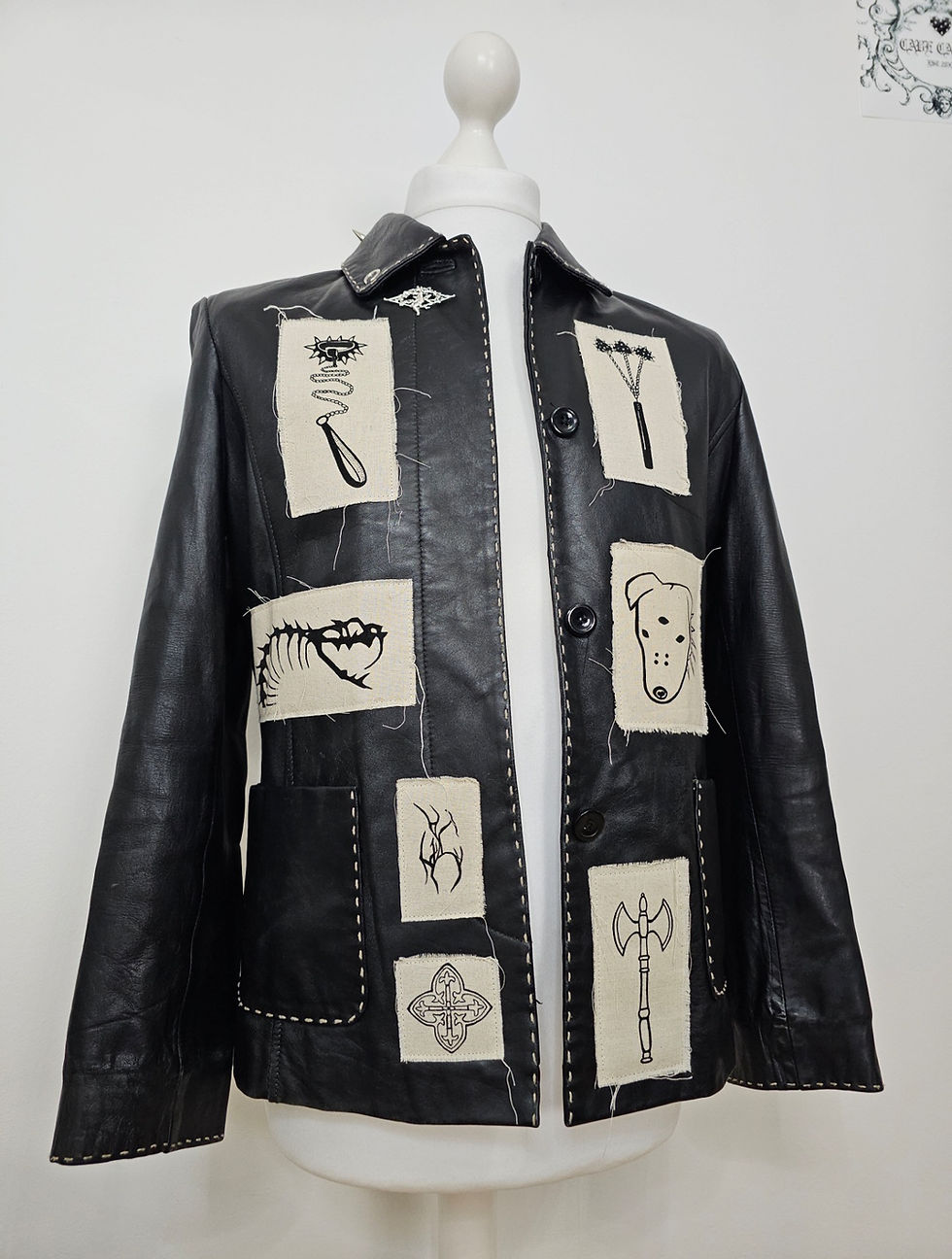 Thumbnail: CC PAINTED PATCHWORK LEATHER JACKET (reworked)