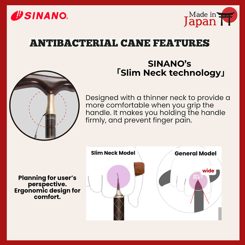 Thumbnail: Sinano Japan Antibacterial Maroon Walking Cane