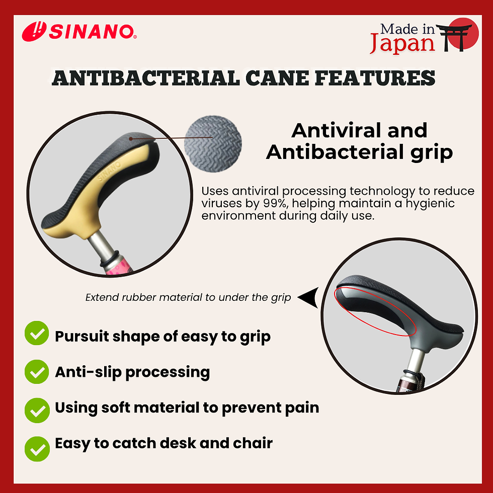 Thumbnail: Sinano Japan Antibacterial Maroon Walking Cane