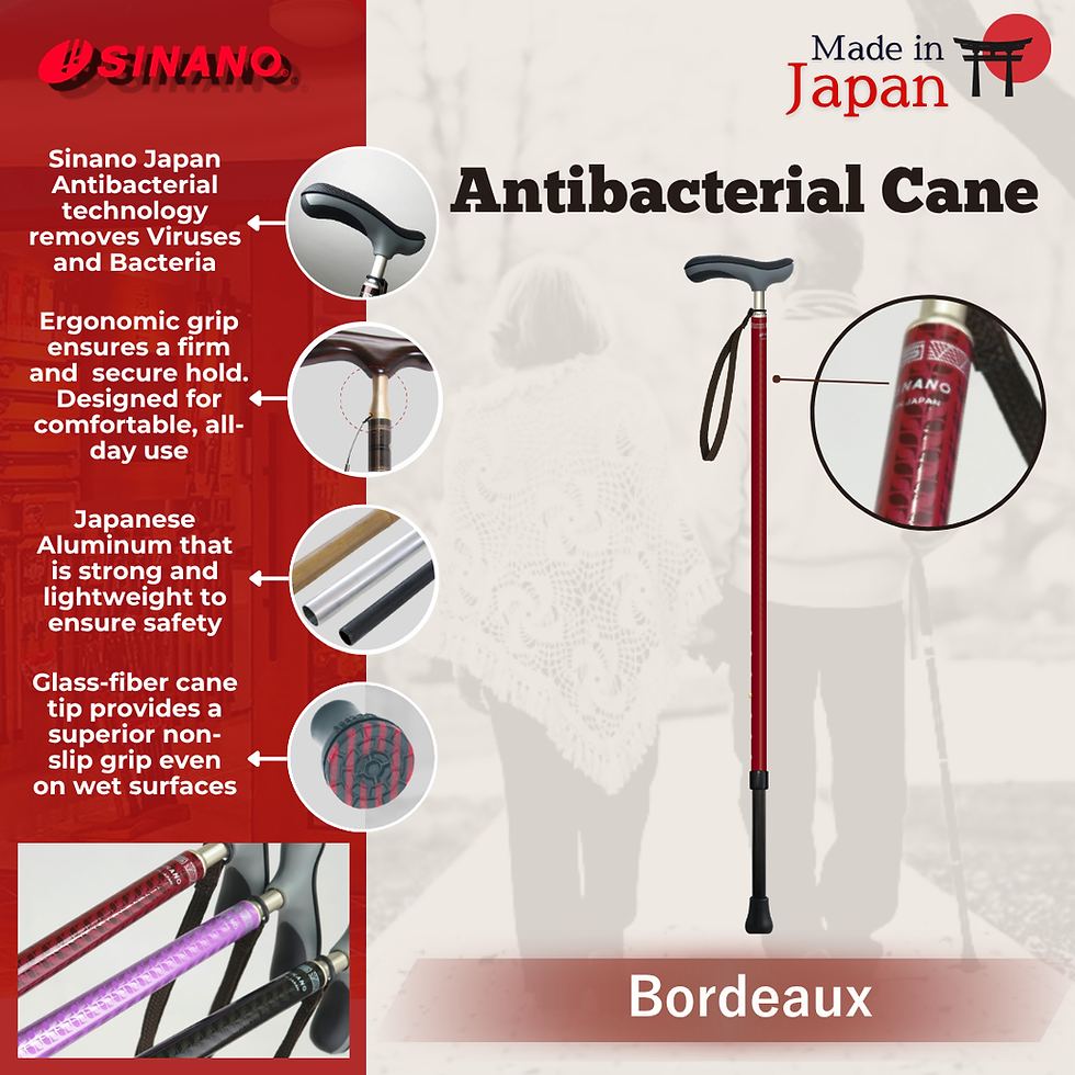 Thumbnail: Sinano Japan Antibacterial Maroon Walking Cane