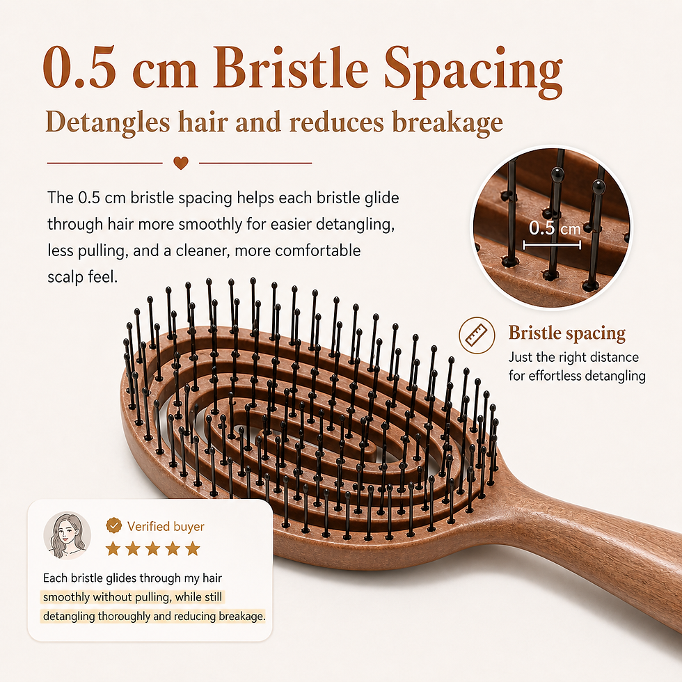Thumbnail: Yao Moving Round Hair Brush wooden texture (For Medium Length Hair)