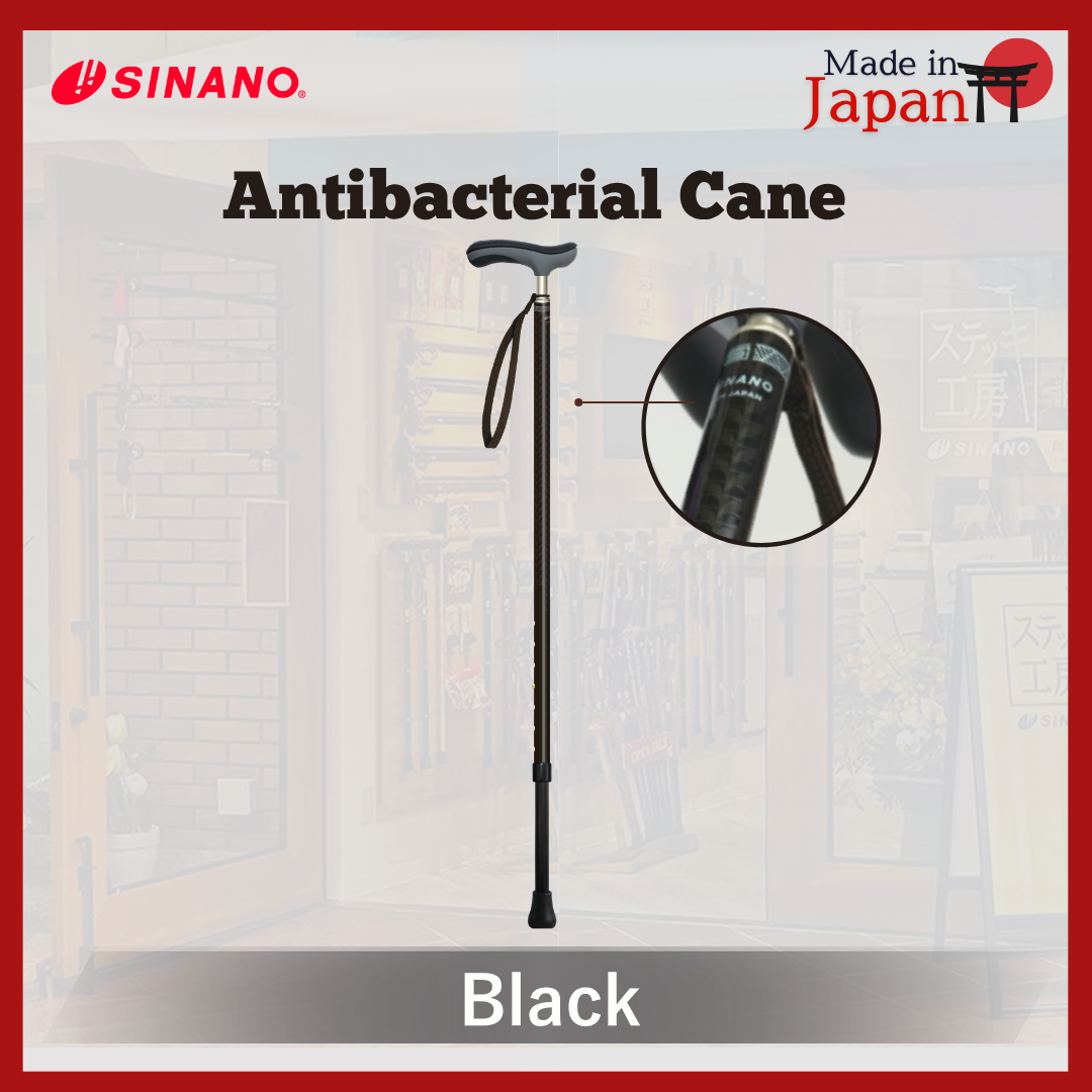 Sinano Japan Antibacterial Black Walking Cane