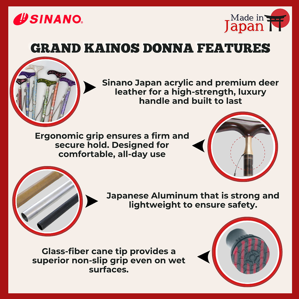 Thumbnail: Sinano Japan Grand Kainos Lunamezza Folding Cane
