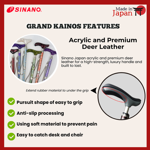 Sinano Japan Grand Kainos Lunamezza Folding Cane | Silver Living Japan