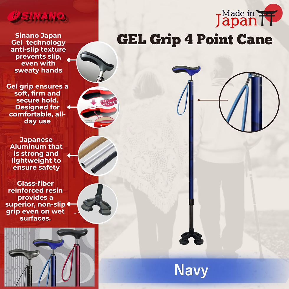 Thumbnail: Sinano Japan Gel Grip 4-Point Navy Walking Cane
