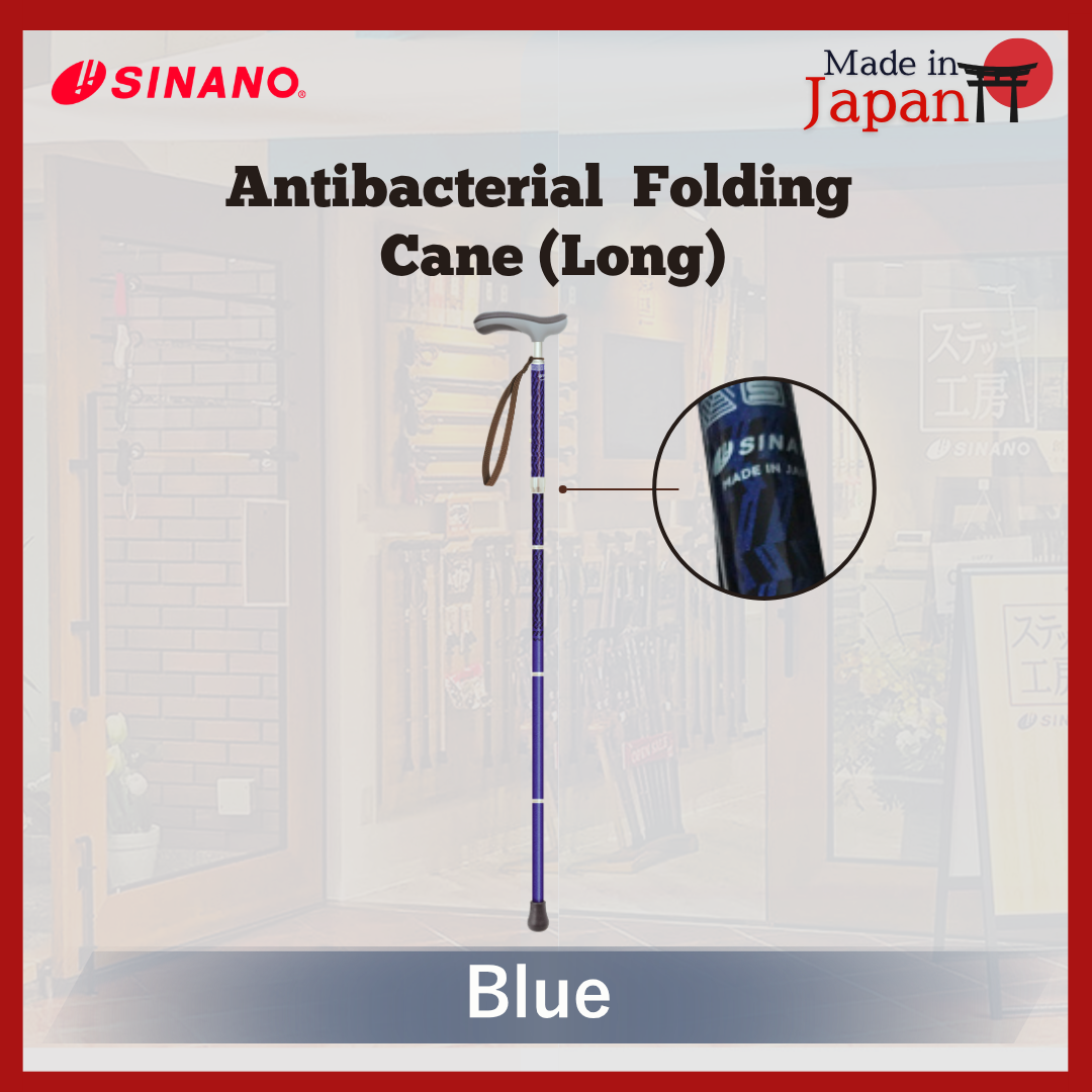 Sinano Japan Antibacterial Blue Folding Cane