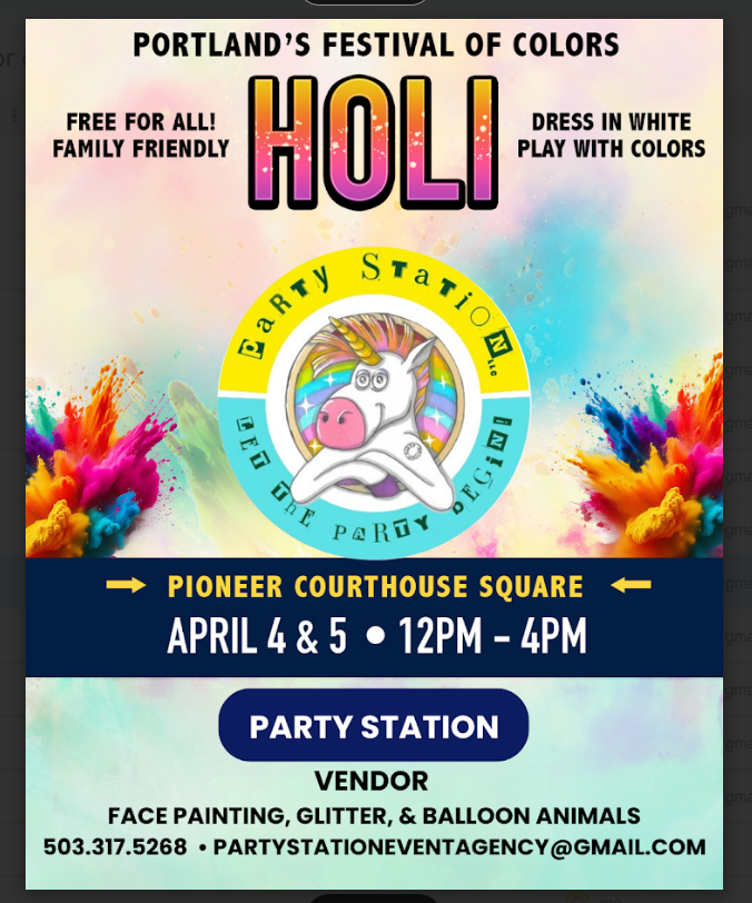 Join us at Pioneer Square for the Portland Holi Festival! 🌈