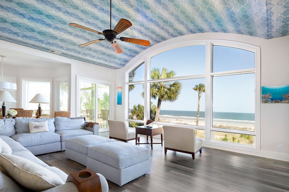 interior of vacation rental with view of ocean