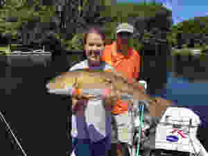 Fisherman with her catch at Hilton Head