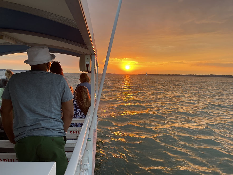 Dolphin Seafari boat at sunset
