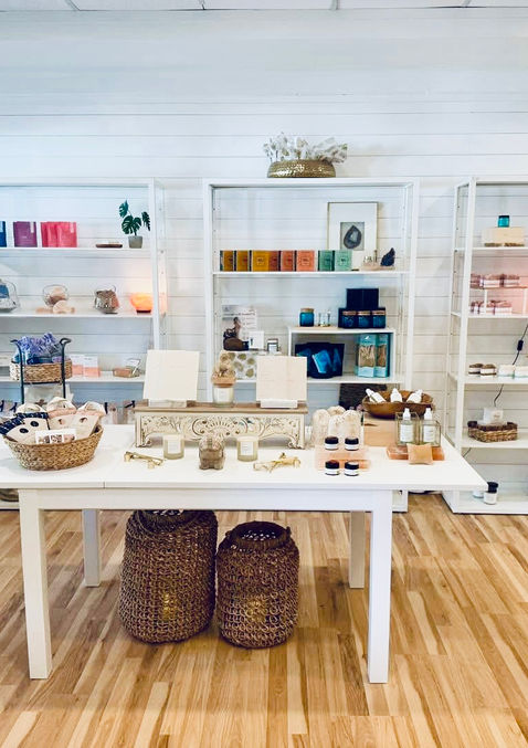 spa retail on the shelves inside the spa gift section