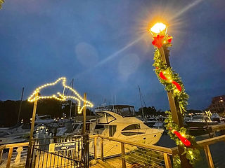 Lights along the Shelter Cove walkway