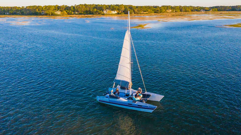 Catamaran at sunset