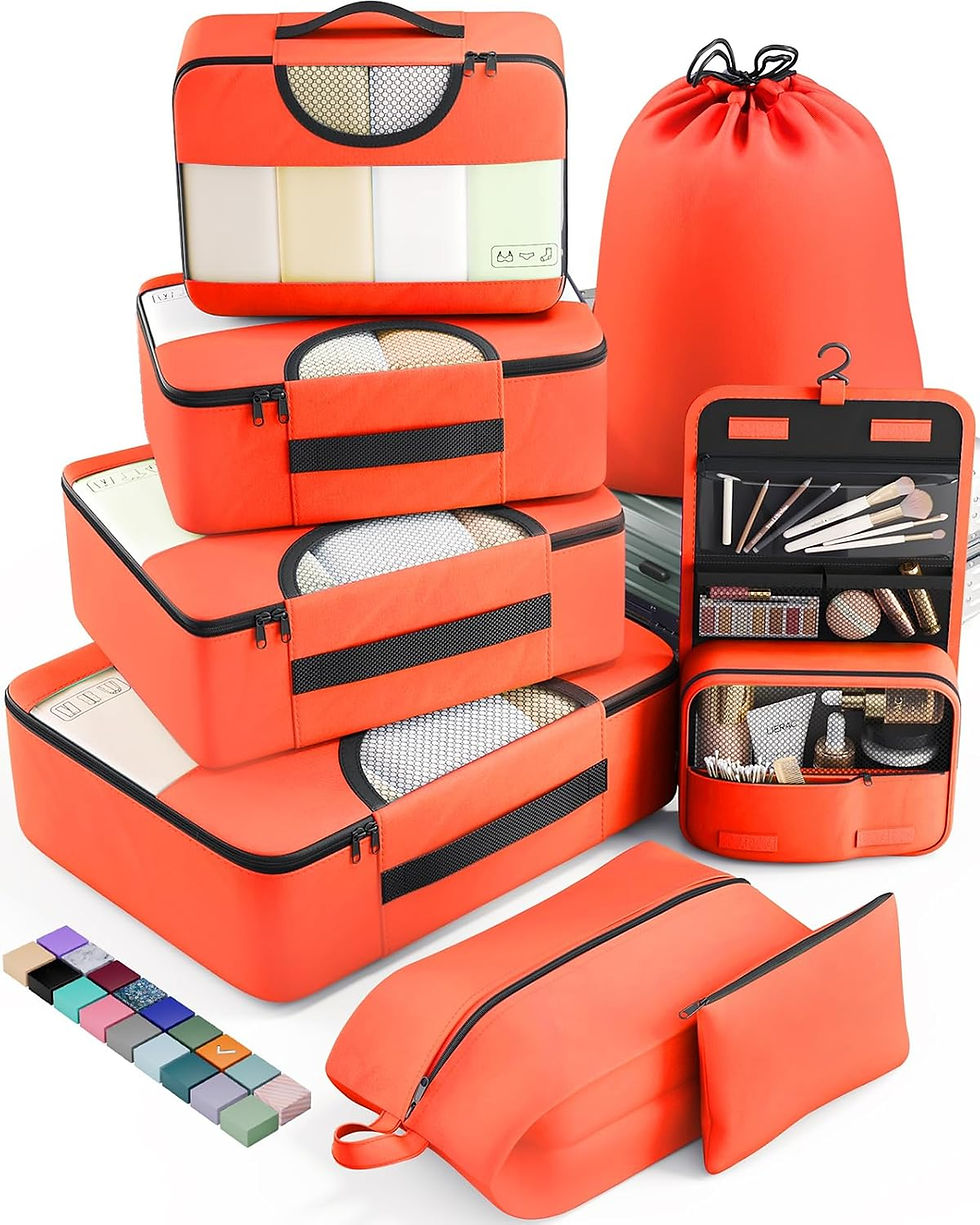 Thumbnail: Veken 8 Set Packing Cubes for Suitcases, Luggage Organizer Bags Set for Carry o