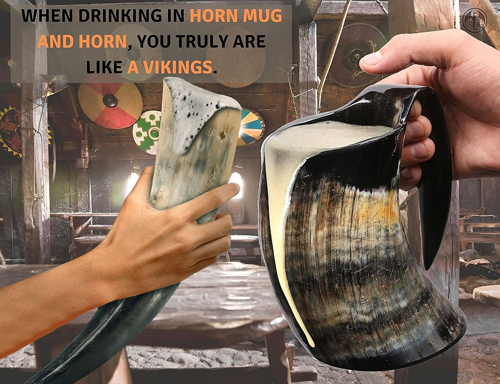 Thumbnail: OLDEMPEROR Viking Drinking Horn - 12 Inch with Horn Stand | Handmade Beer Cup |