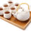 Thumbnail: Dujust Japanese Beautiful Asian Porcelain Tea Set, Black with 1 Teapot, 6 Tea C