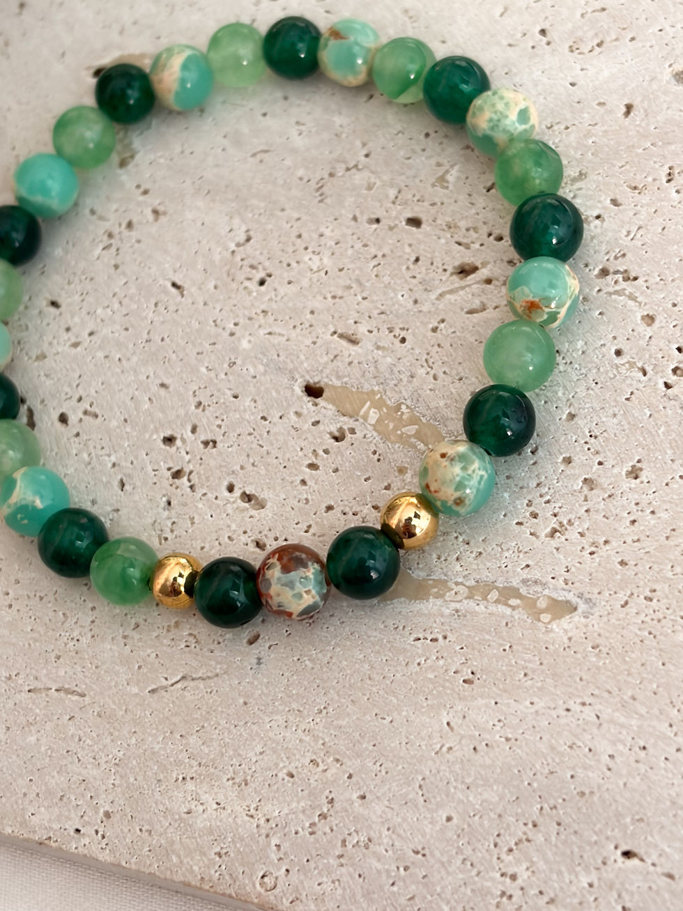 Miniatura: Pulsera Turmalina verde-Aventurina- Jaspe imperial verde