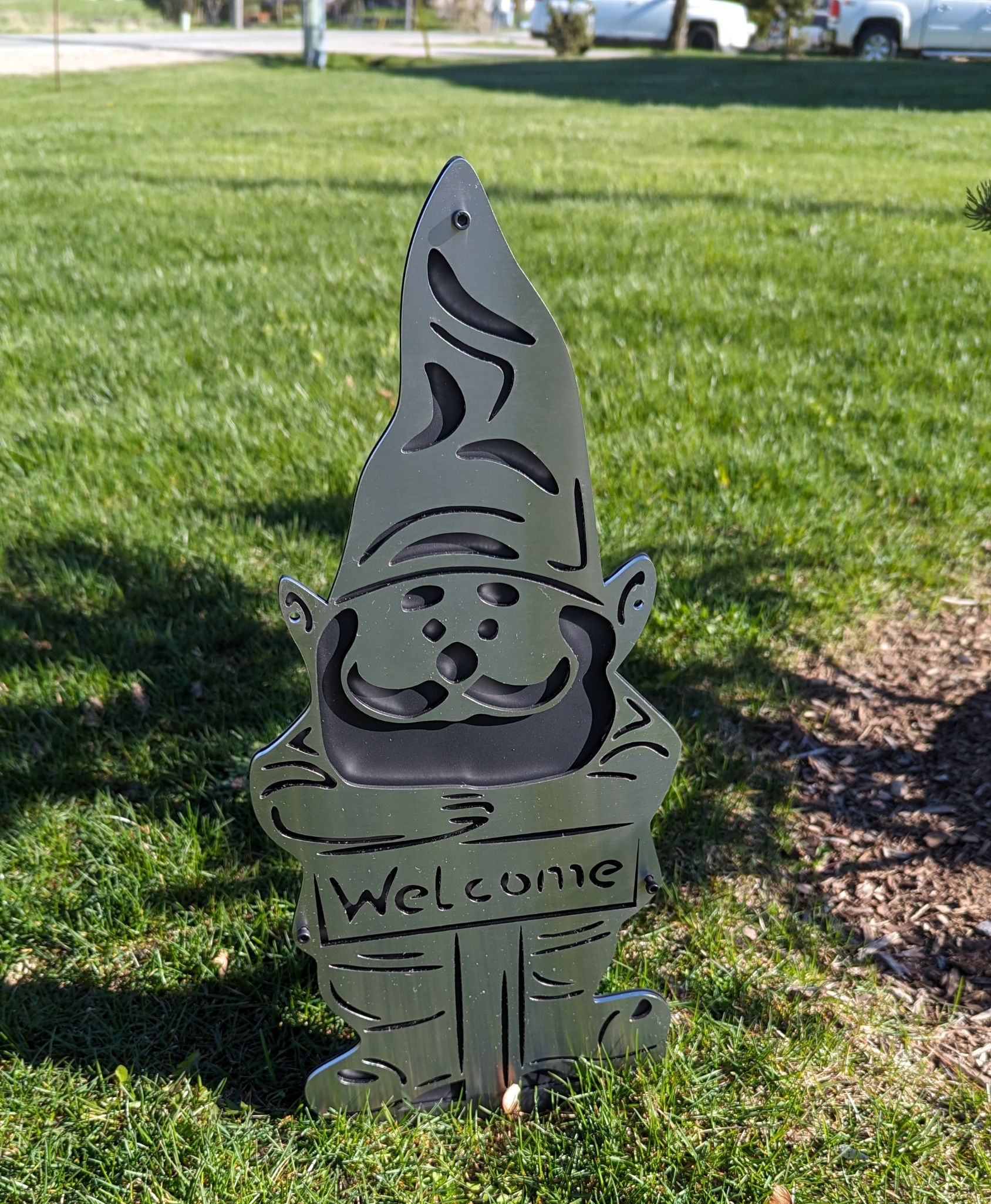 Greeter - Stainless Steel Garden Gnome