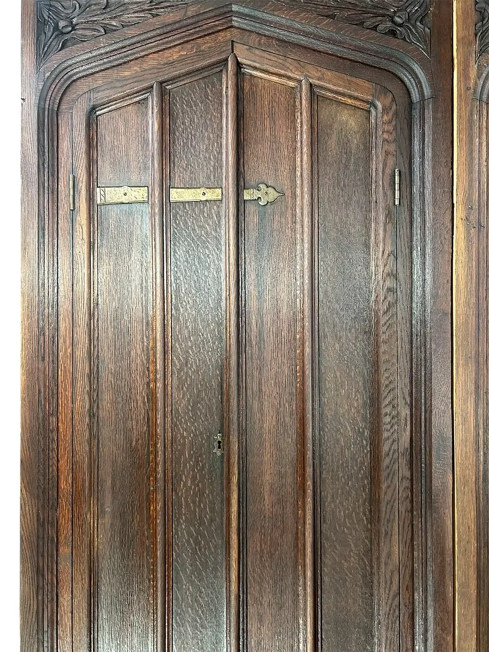 Thumbnail: 2 PAIRs OAK DOORS FRAME RECLAIMED PERIOD DOUBLE PERIOD MANOR CARVED INTERNAL