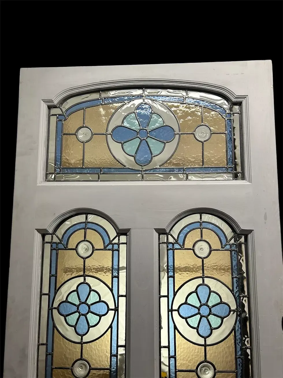 Thumbnail: EDWARDIAN STAINED GLASS FRONT DOOR OLD ANTIQUE PERIOD RECLAIMED LEADED WOOD REFU