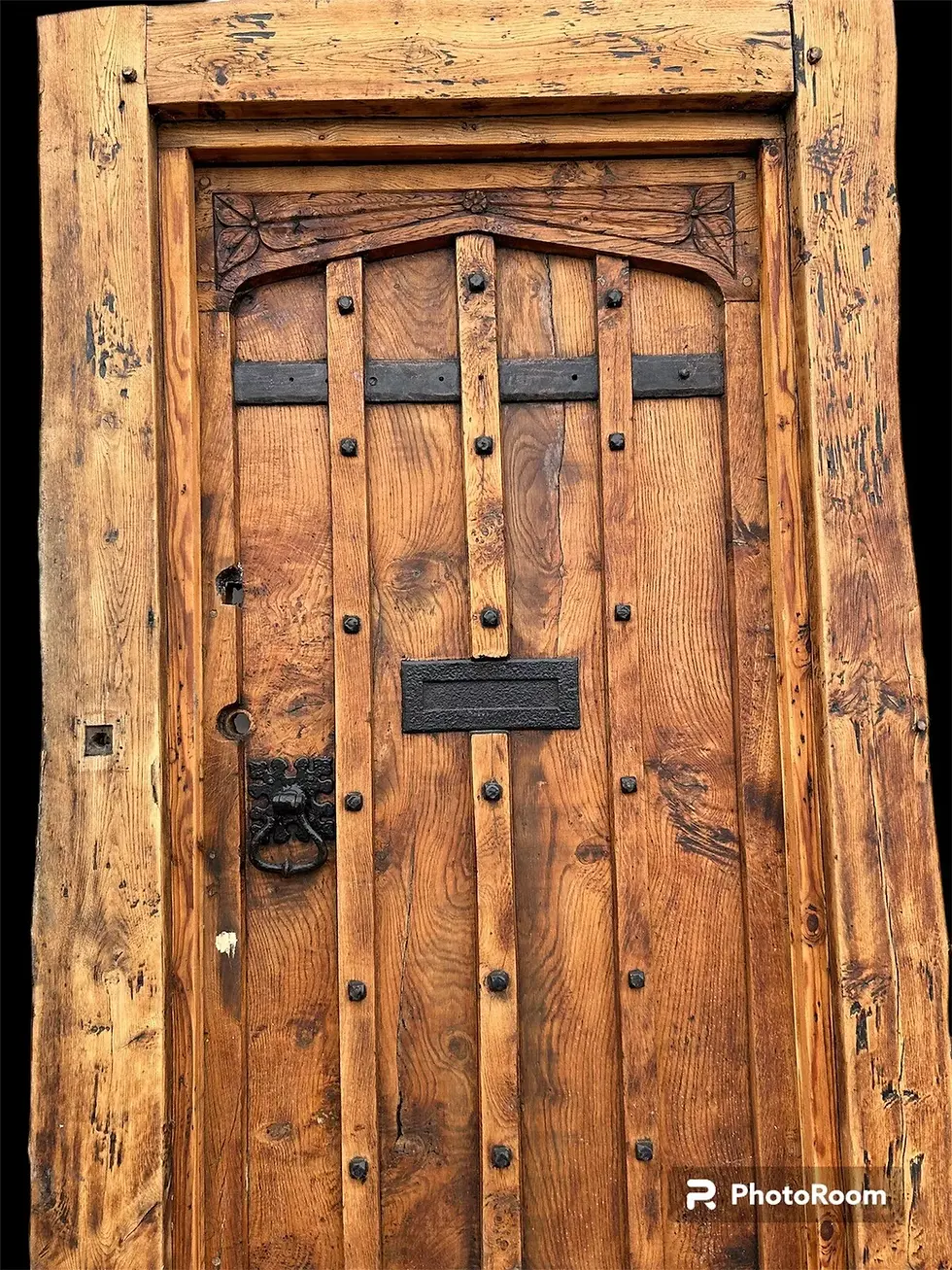 Thumbnail: SOLID ELM FRONT DOOR+FRAME OLD PERIOD ANTIQUE RECLAIMED WOOD 1700s RARE REFURB