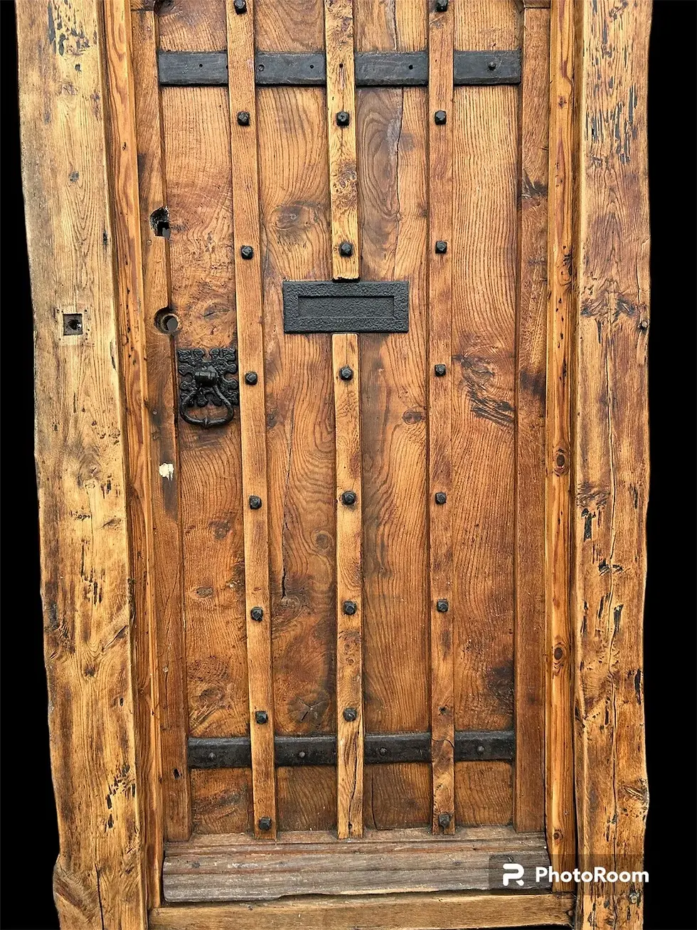 Thumbnail: SOLID ELM FRONT DOOR+FRAME OLD PERIOD ANTIQUE RECLAIMED WOOD 1700s RARE REFURB