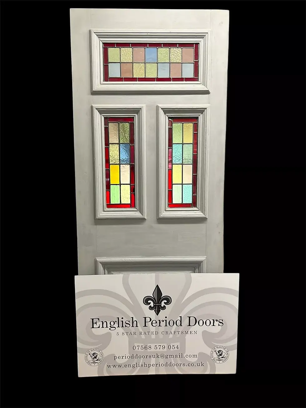 Thumbnail: VICTORIAN STAINED GLASS FRONT DOOR OLD ANTIQUE PERIOD RECLAIMED LEADED WOOD