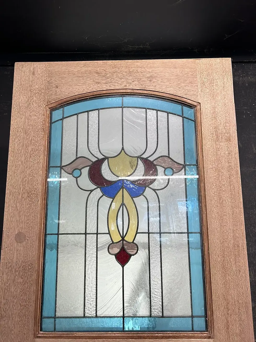 Thumbnail: EDWARDIAN STAINED GLASS FRONT DOOR ANTIQUE PERIOD HARDWOOD RECLAIMED OLD LEADED