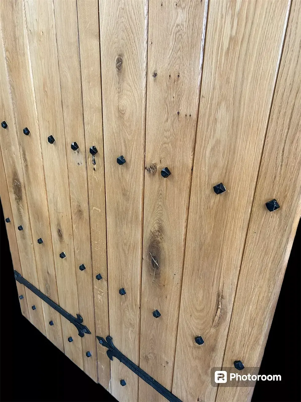 Thumbnail: SOLID OAK FRONT DOORS DOUBLE 2 ANTIQUE PERIOD STYLE RECLAIMED OLD IRON TUDOR