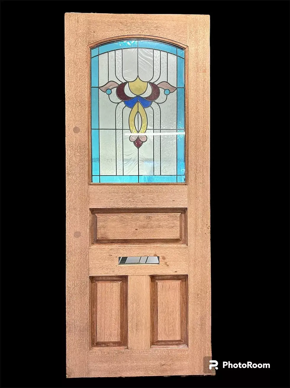 Thumbnail: EDWARDIAN STAINED GLASS FRONT DOOR ANTIQUE PERIOD HARDWOOD RECLAIMED OLD LEADED
