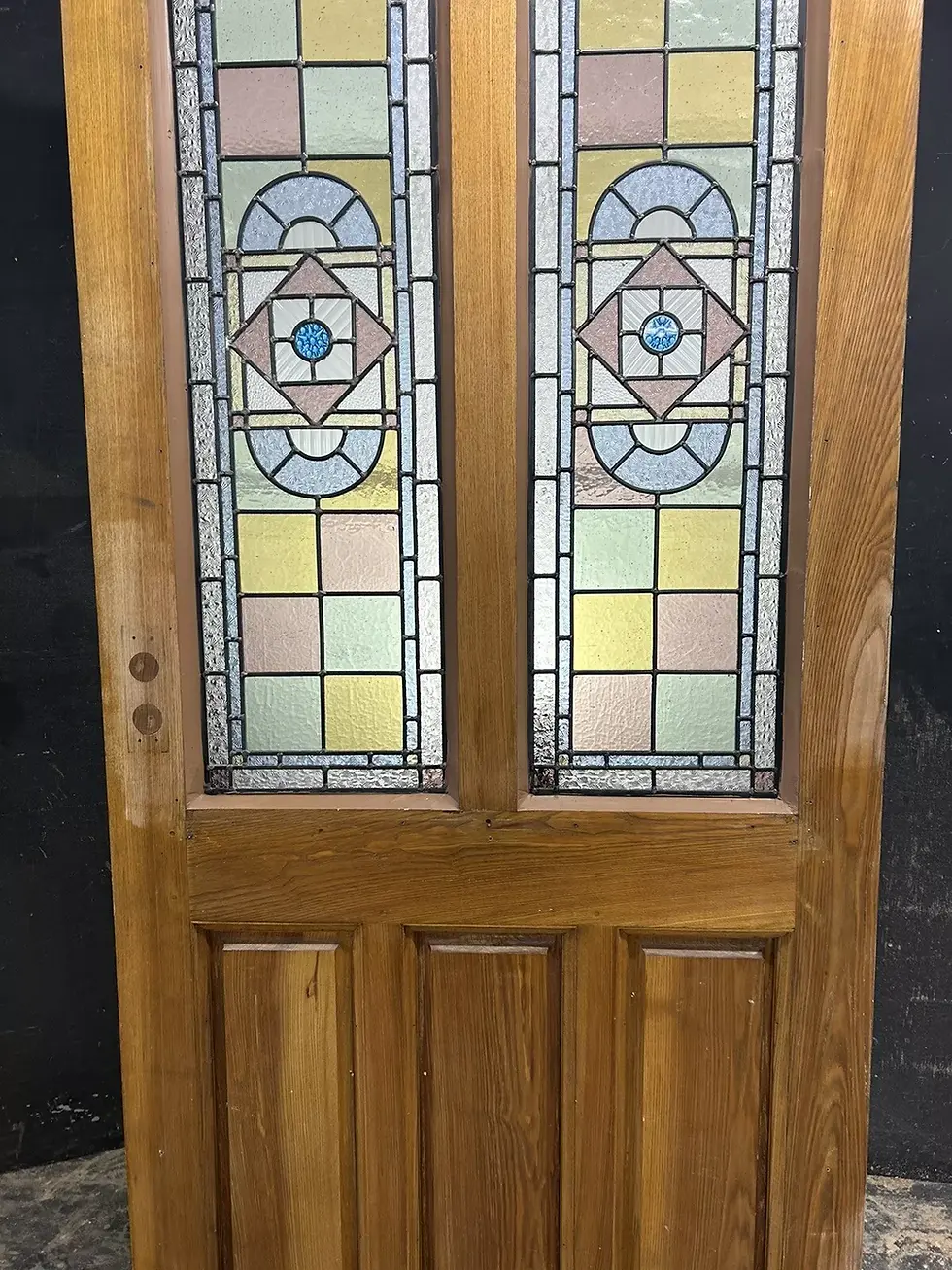Thumbnail: EDWARDIAN STAINED GLASS FRONT DOOR PERIOD OLD RECLAIMED ANTIQUE LEAD SOLID OAK