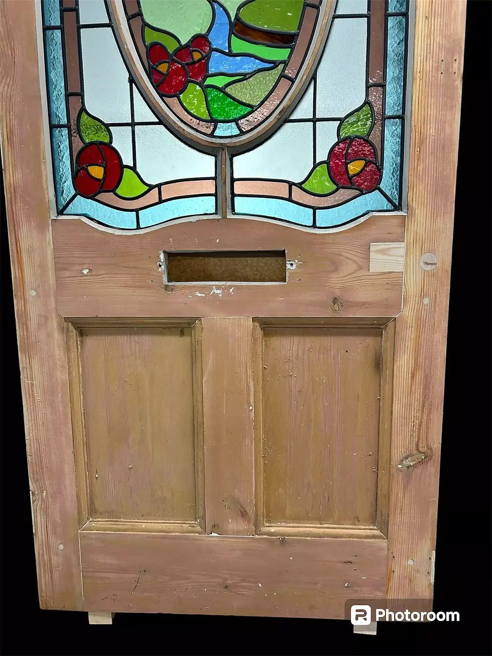 Thumbnail: VICTORIAN STAINED GLASS FRONT DOOR ANTIQUE PERIOD RECLAIMED LEADED WOOD REFURB.