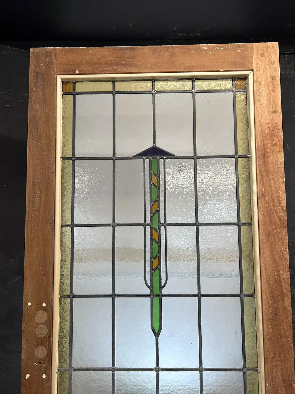 Thumbnail: ART DECO STAINED GLASS FRONT DOOR PERIOD OLD RECLAIMED ANTIQUE 20 30 WOOD LEADED