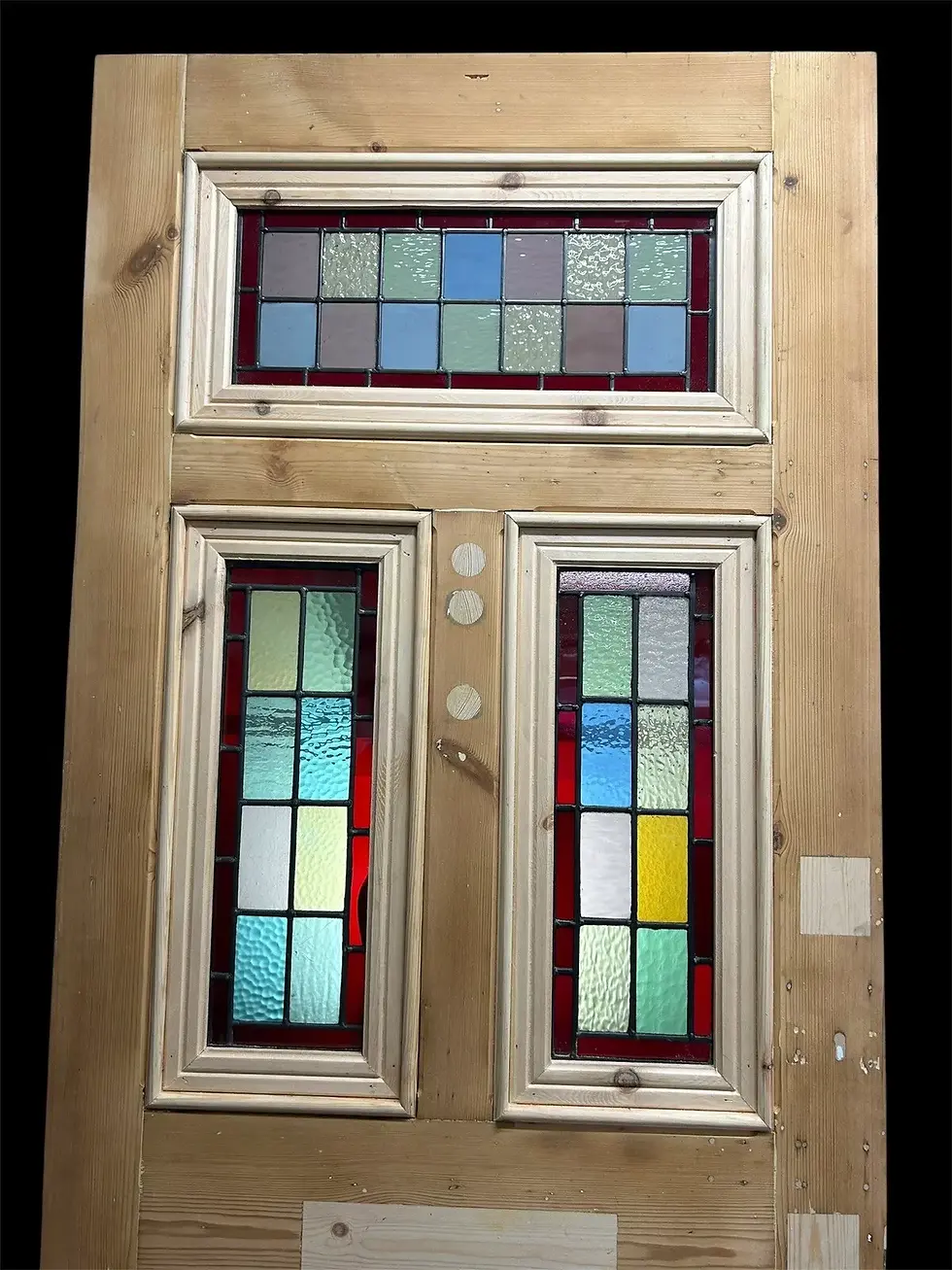 Thumbnail: VICTORIAN STAINED GLASS FRONT DOOR OLD ANTIQUE PERIOD RECLAIMED LEADED WOOD