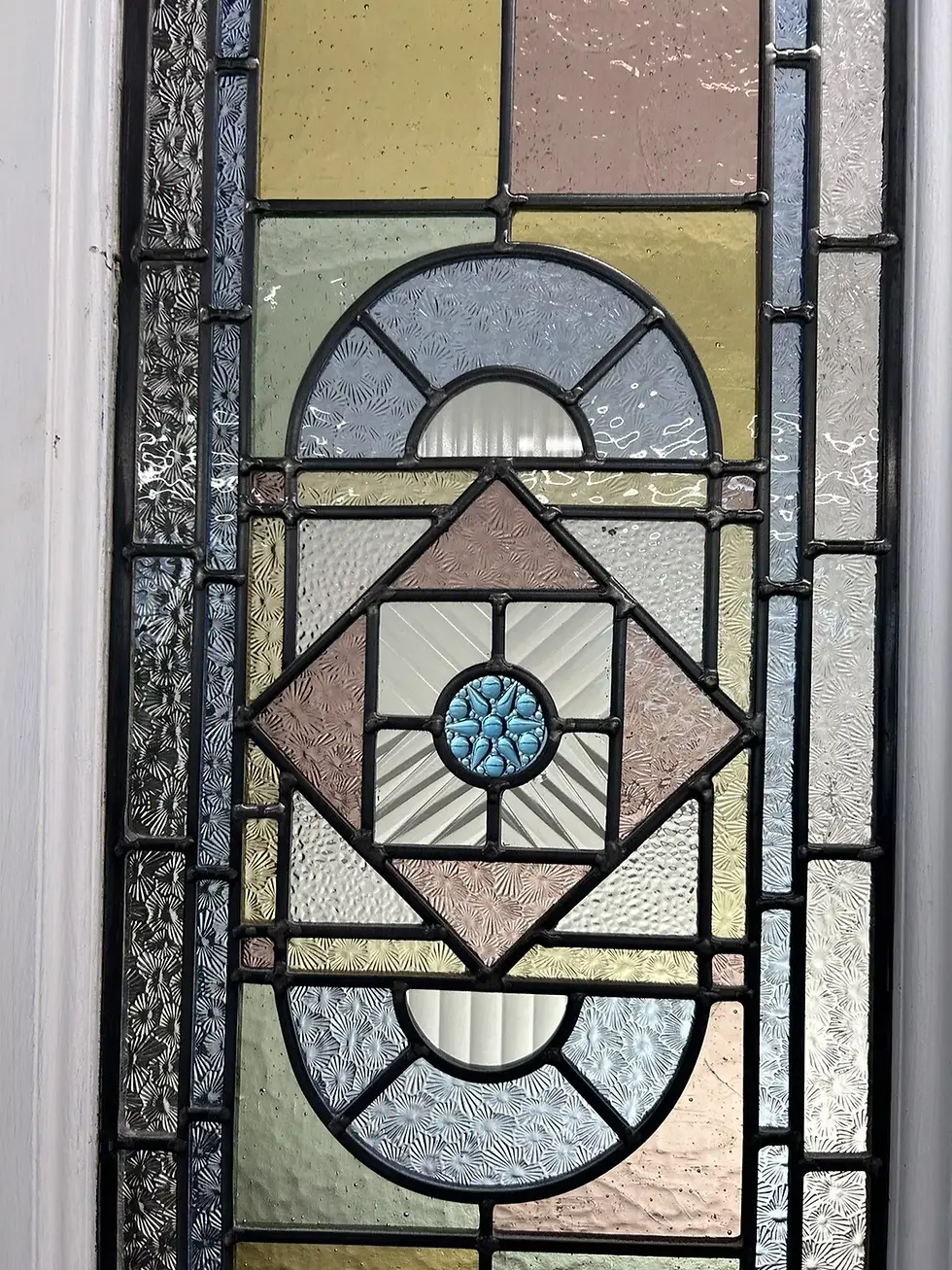 Thumbnail: EDWARDIAN STAINED GLASS FRONT DOOR PERIOD OLD RECLAIMED ANTIQUE LEAD SOLID OAK