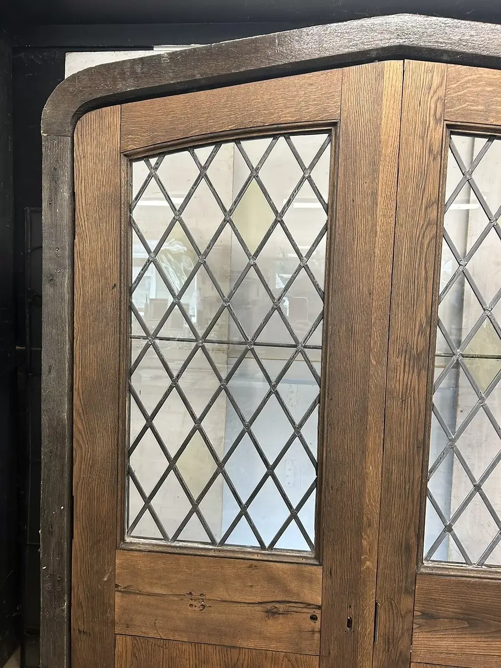 Thumbnail: ARCHED SOLID OAK DOORS FRAME RECLAIMED PERIOD DOUBLE FRENCH ANTIQUE SET LEADED