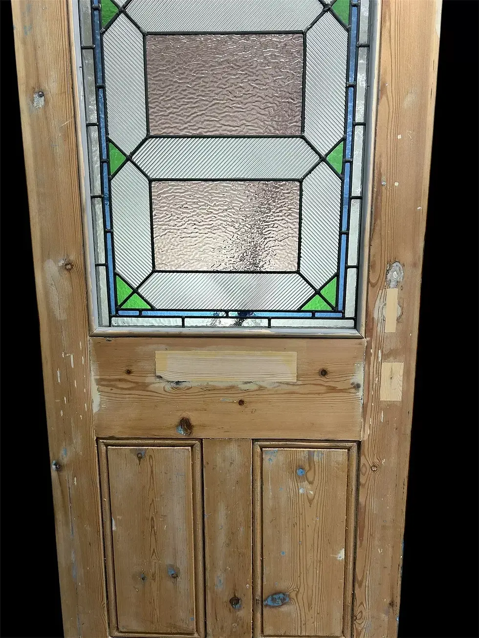 Thumbnail: ART DECO STAINED GLASS FRONT DOOR PERIOD OLD RECLAIMED ANTIQUE WOOD LEADED 20 30