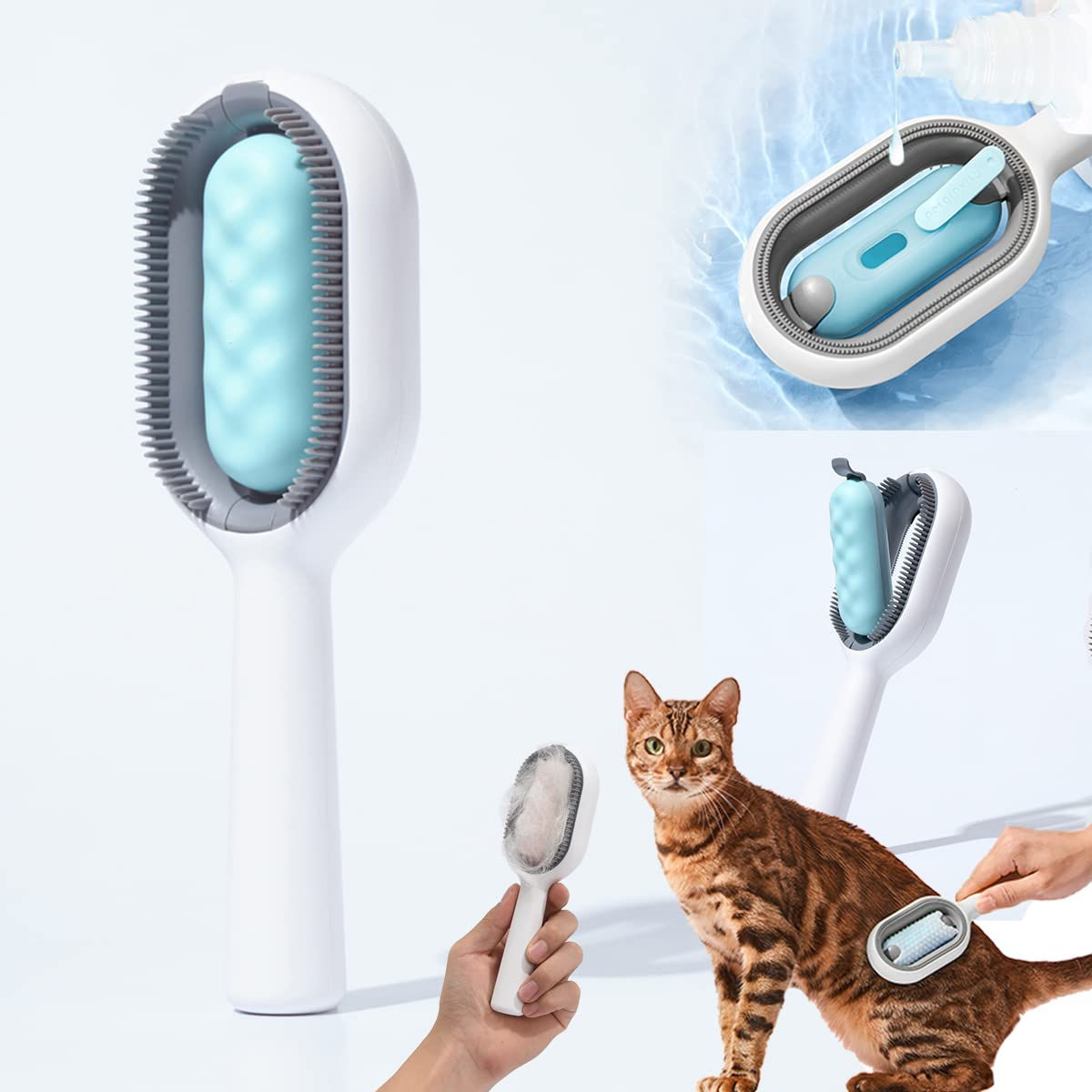 LogFaadCoi Grooming Brush Pet Hair Brush with Water Tank Design for Cats & Dogs