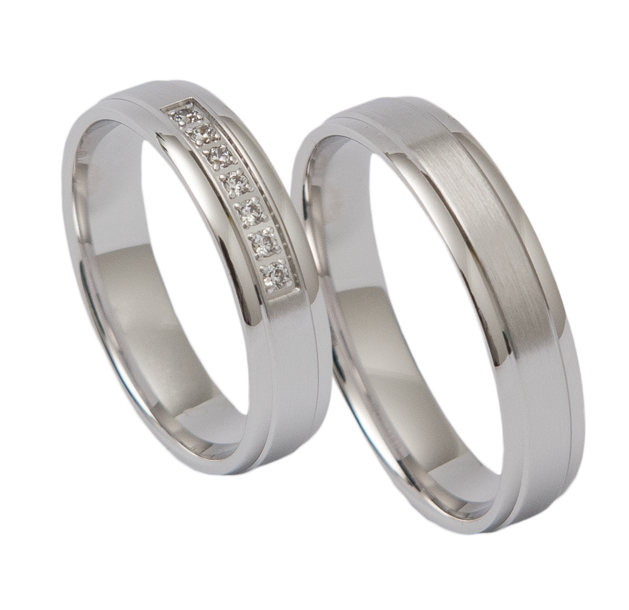 Paar Trauringe - Eheringe - Weißgold - 0,07ct.