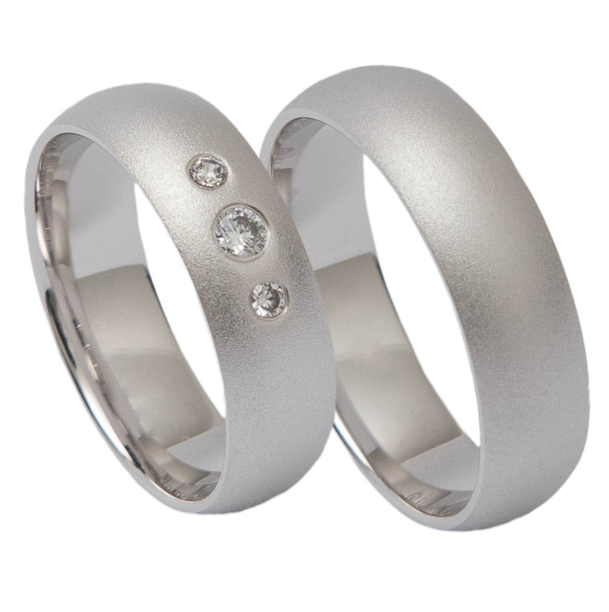 Paar Trauringe - Eheringe - Weißgold - 0,10ct.