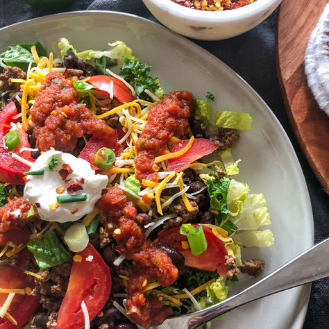 BLACK BEAN LENTIL TACO SALAD