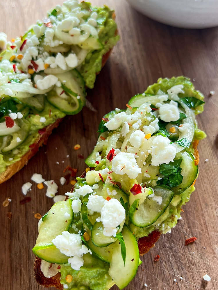MACERATED CUCUMBER AVOCADO TOAST