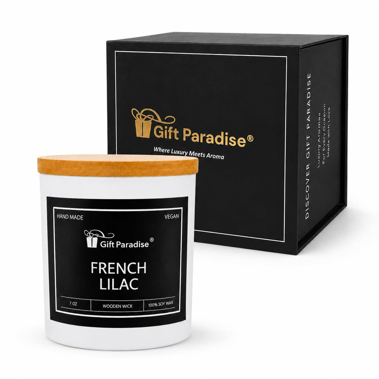 Gift Paradise French Lilac Soy Wax Candle, 7 oz Scented Candle with Premium Magn