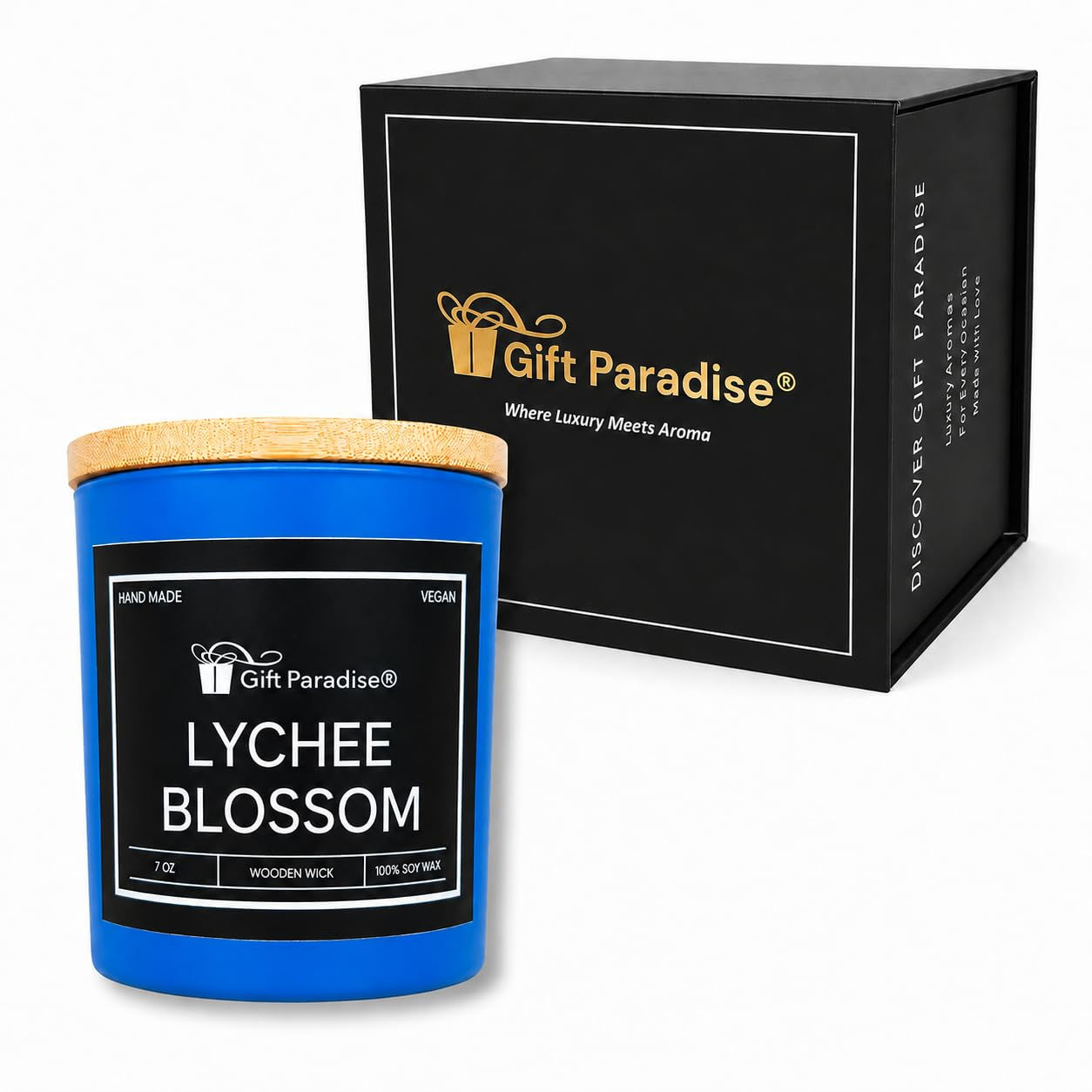 Gift Paradise Lychee Blossom Scented Candle, 7 oz Soy Wax Candle with Crackling