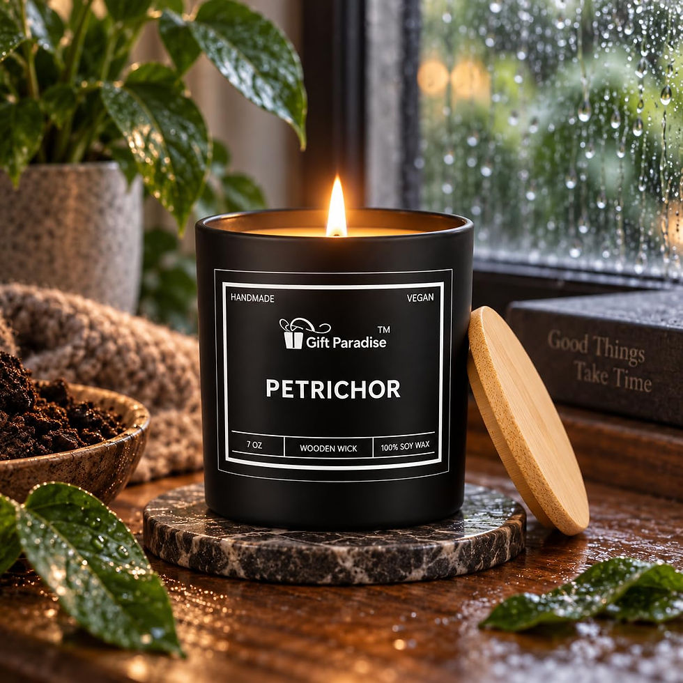 Gift Paradise Petrichor Soy Candle – 7 oz Wooden Wick Scented Candle with Bamboo - image 2