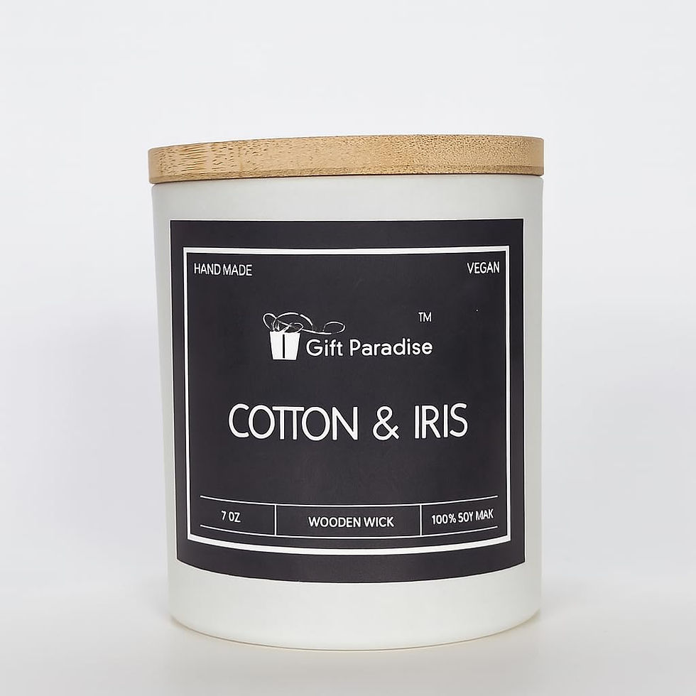 Thumbnail: Gift Paradise Cotton & Iris Scented Soy Candle, 7 oz Premium Candle with Wooden