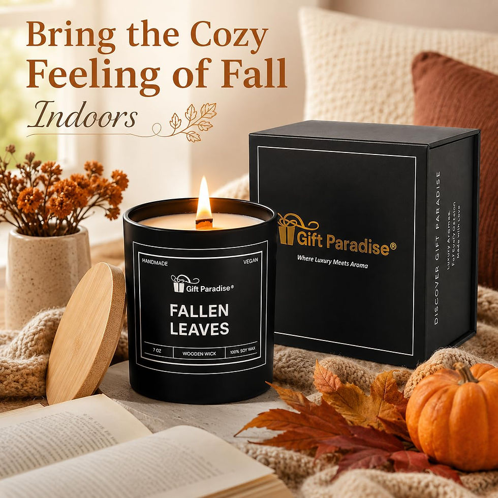 Thumbnail: Gift Paradise Fallen Leaves Soy Candle, 7 oz Wooden Wick Candle with Bamboo Lid - image 9