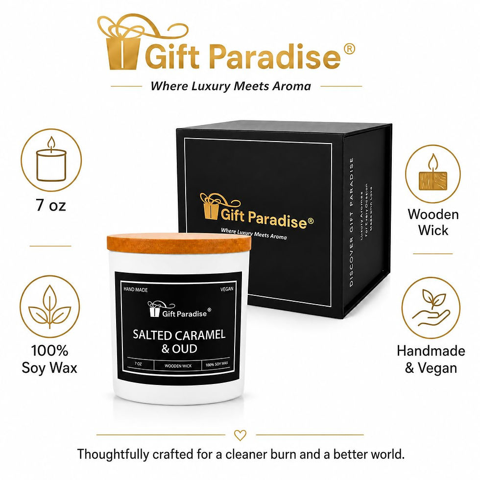 Thumbnail: Gift Paradise Salted Caramel & Oud Soy Wax Candle, 7 oz with Premium Magnetic Gi - image 2