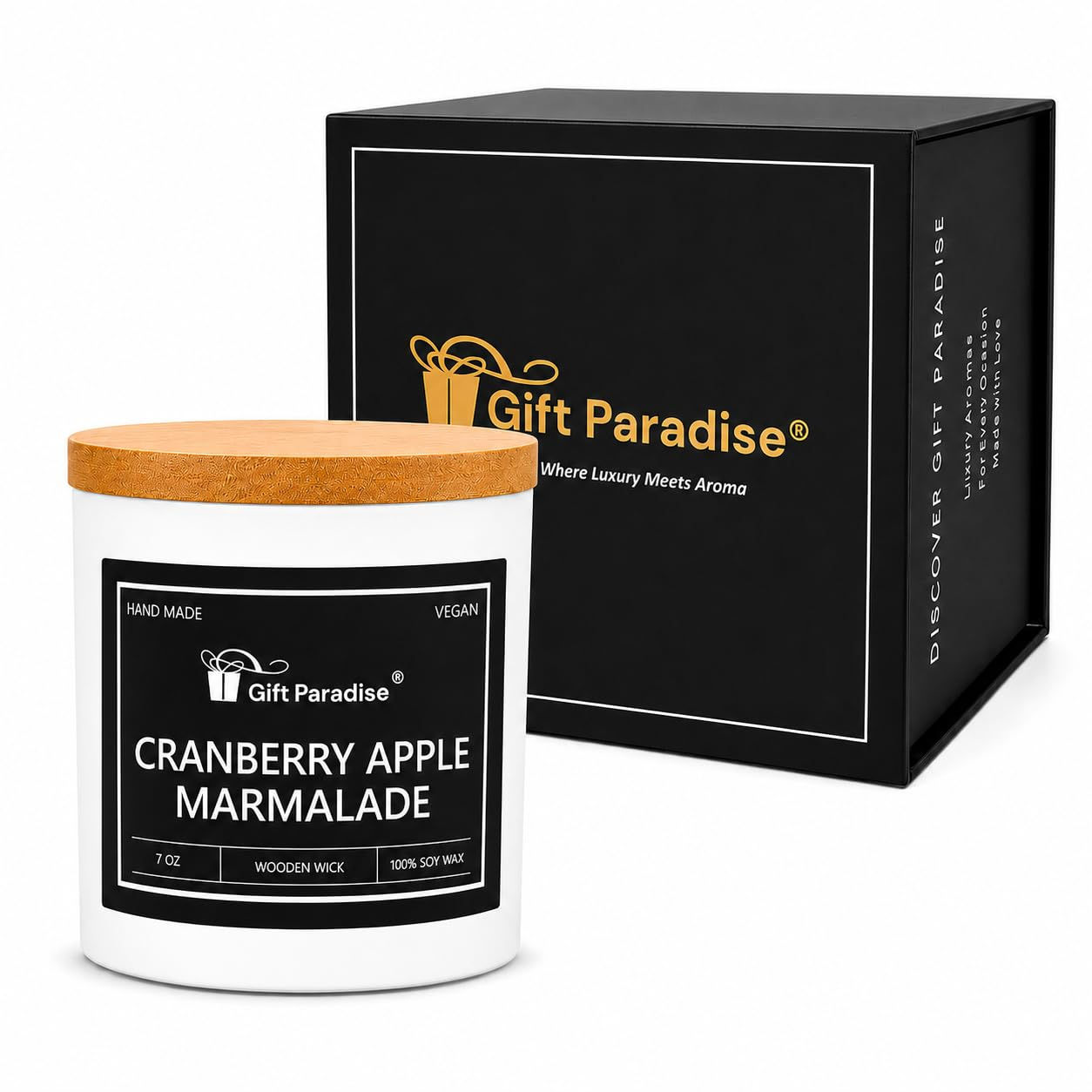 Gift Paradise Cranberry Apple Marmalade Candle, 7 oz, Magnetic Gift Box
